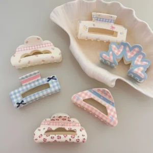 Kẹp Tóc Hoa Kẻ Sọc Nơ